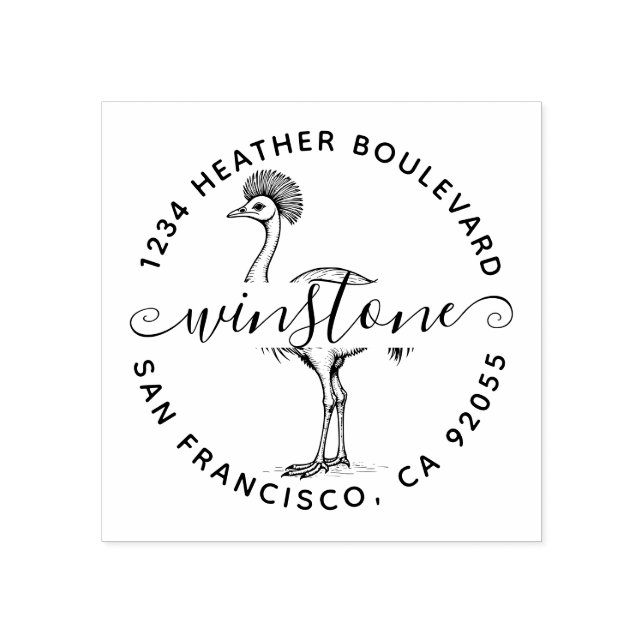 Anpassningsbar Cassowary Bird Returadress Family N Stämpel (Tryck)