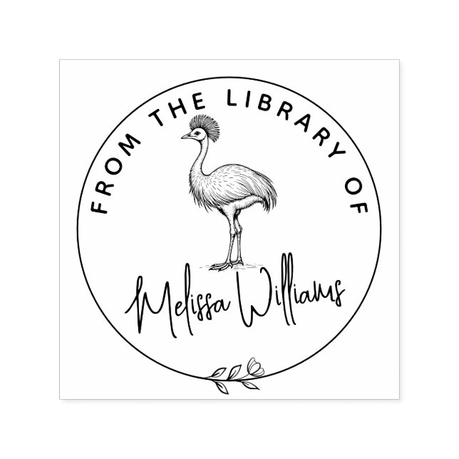 Anpassningsbar Cassowary Ex Libris från Bibliotek  Självfärgande Stämpel (Design)