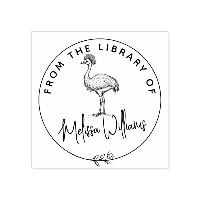 Anpassningsbar Cassowary Ex Libris från Bibliotek  Stämpel (Tryck)