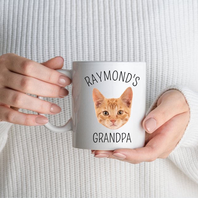 Anpassningsbar Cat Ansikte Grandpa Födelsedagsfest Kaffemugg (Skapare uppladdad)