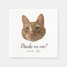 Anpassningsbar Cat Bröllop Cocktail Napkins Drinar