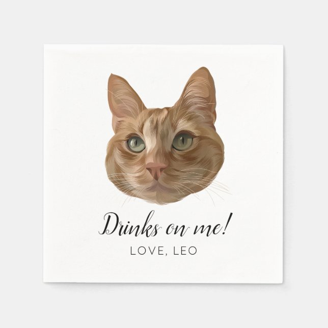 Anpassningsbar Cat Bröllop Cocktail Napkins Drinar Pappersservett (Framsidan)