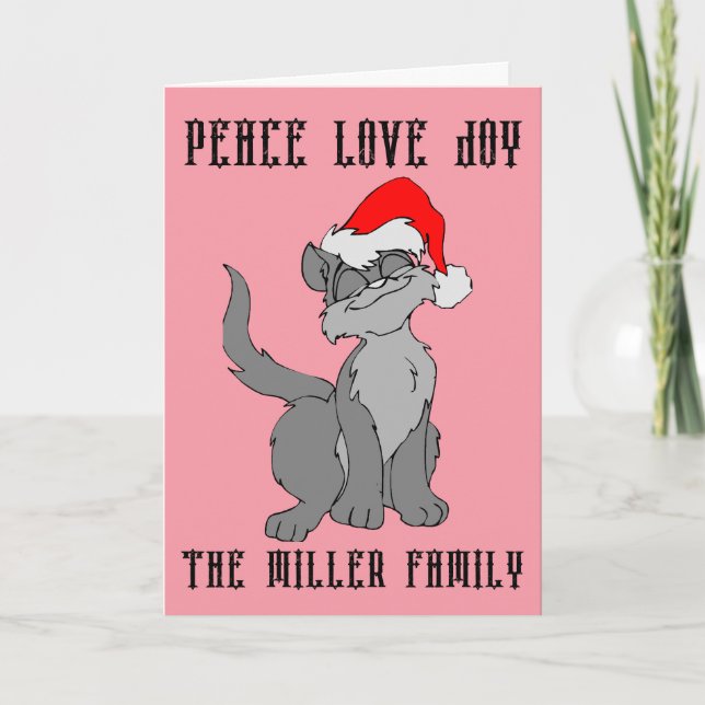 ANPASSNINGSBAR CAT CHRISTMAS GREETING CARDS PERSON KORT (Framsida)