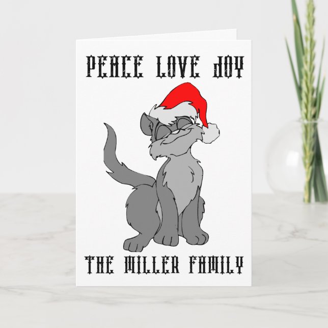 ANPASSNINGSBAR CAT CHRISTMAS GREETING CARDS PERSON KORT (Framsida)