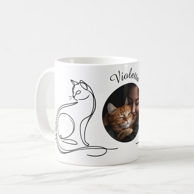 Anpassningsbar Cat Lover Mugg - Minimalistisk kons (Framsida vänster)