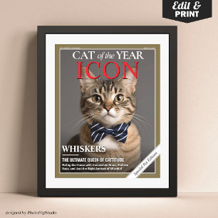 Anpassningsbar Cat Magazine Cover Template Pet Por Poster