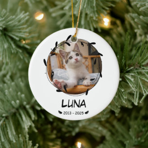 Anpassningsbar Cat Memorial Keepsak - Photo, Namn Julgransprydnad Keramik