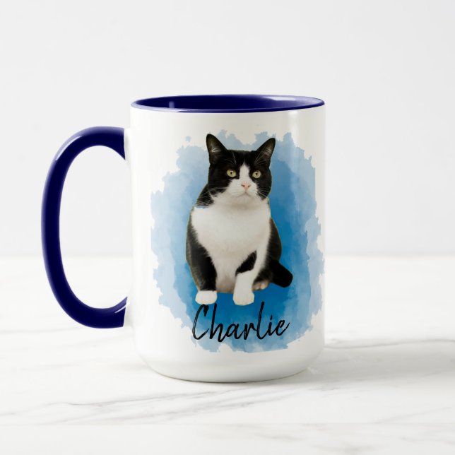 Anpassningsbar Cat Photo Namn Kattunge Älskare Own Mugg (Vänster)