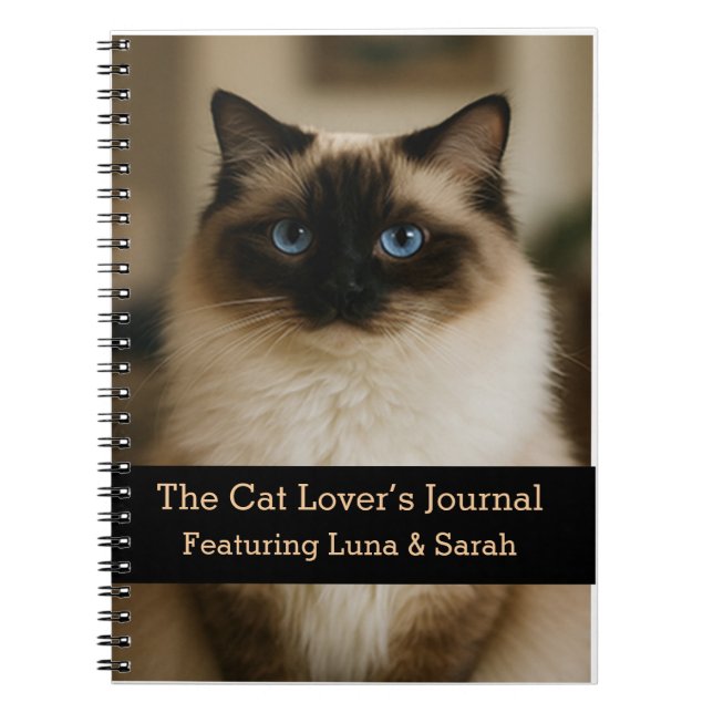 Anpassningsbar Cat Photo Notebook med Namn Cat Lov Anteckningsbok (Framsidan)