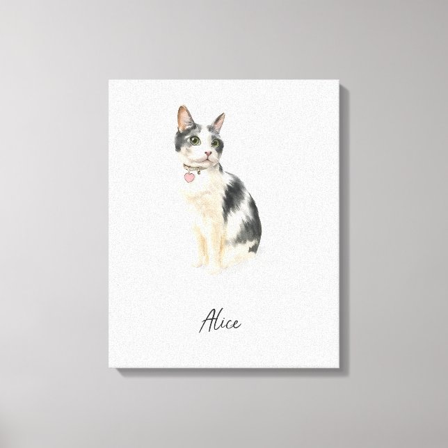Anpassningsbar Cat Porträtt Watercolor Canvastryck (Framsida)