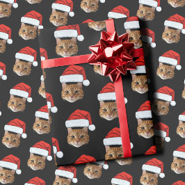 Anpassningsbar Cat Santa Hat Ansikte Presentpapper