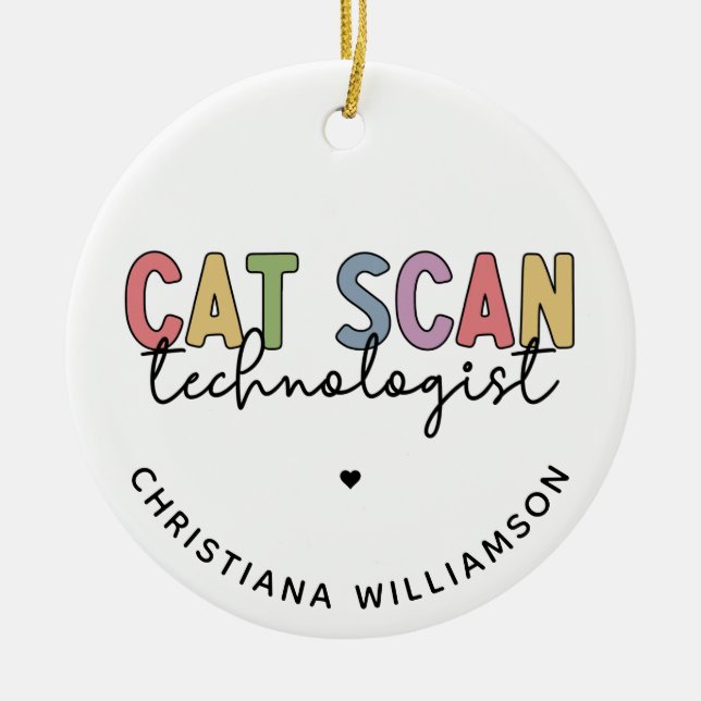 Anpassningsbar CAT Scan Technolog CT Tech Gifts Julgransprydnad Keramik (Framsidan)