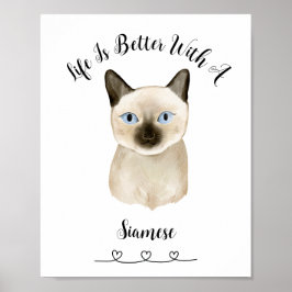 Anpassningsbar Cat Siamese Pet Wall Art Poster