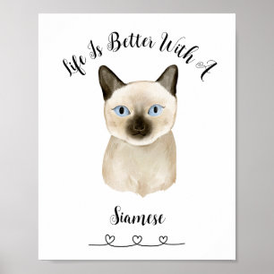 Anpassningsbar Cat Siamese Pet Wall Art Poster