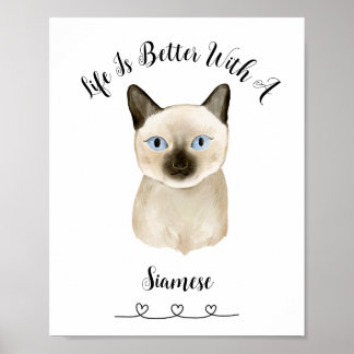 Anpassningsbar Cat Siamese Pet Wall Art Poster