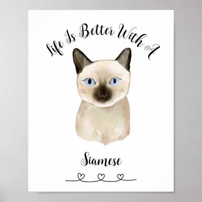 Anpassningsbar Cat Siamese Pet Wall Art Poster (Framsidan)
