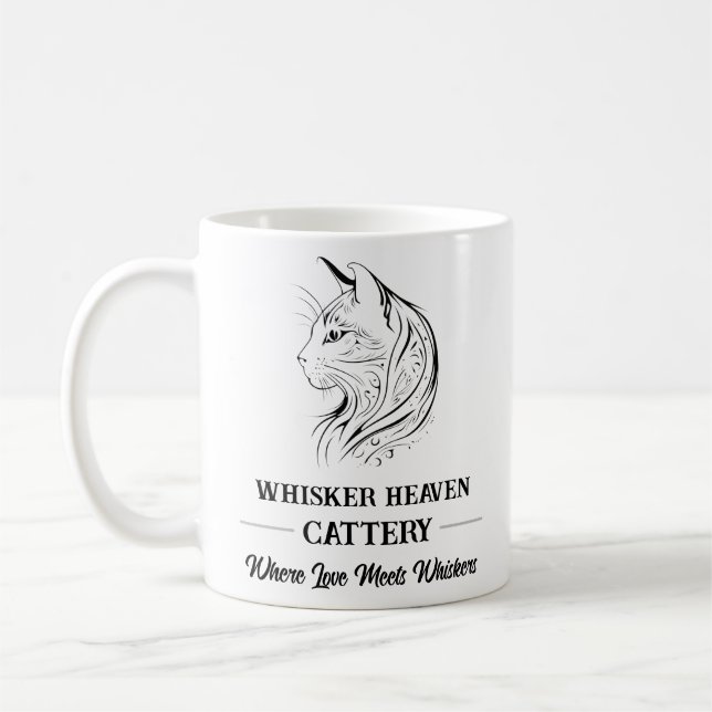 Anpassningsbar Cattery Mugg - Personlig Logotyp oc (Vänster)