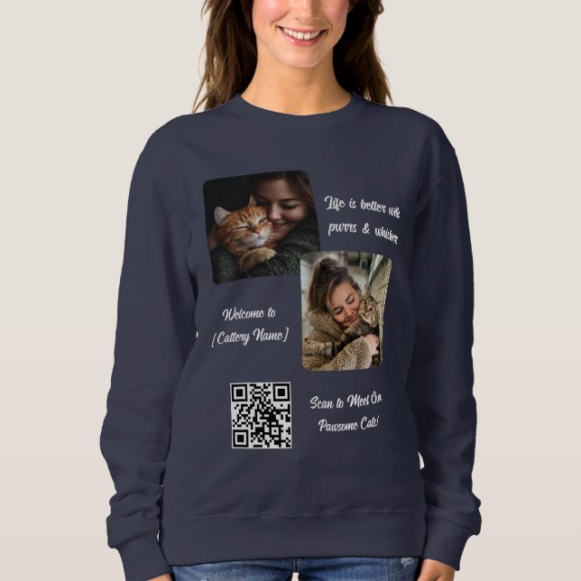 Anpassningsbar Cattery Sweatshirt Lägg till foto-  T Shirt (Framsida)