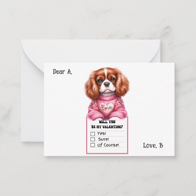 Anpassningsbar Cavalier King Charles Alla hjärtans Anteckningskort (Framsida)