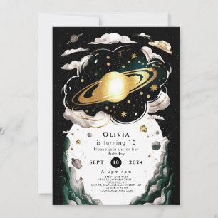 Anpassningsbar Celestial Space Birthday Inbjudningar