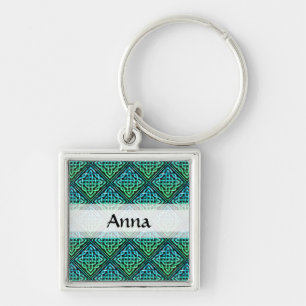 Anpassningsbar Celtic Knot - Diamond Blue Grönt Ke Fyrkantig Silverfärgad Nyckelring