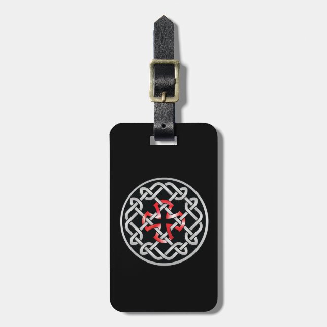 Anpassningsbar Celtic Knot Red Metallic Luggage Ta Bagagebricka (Vertikal Framsida)