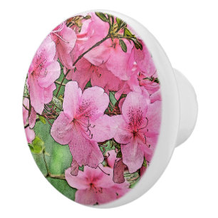 ANPASSNINGSBAR CERAMIC KNOB/ROSA AZALEAS/PHOTOG./D KNOPP