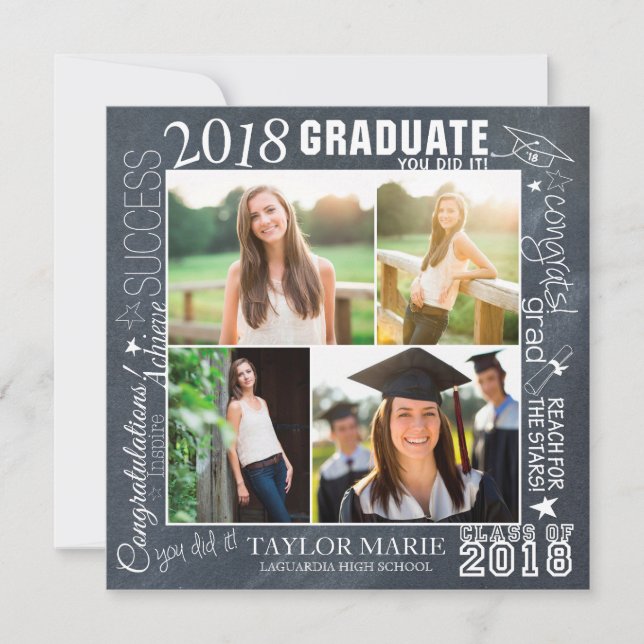 Anpassningsbar Chalk Studenten 2018 Fotoinbjudan Inbjudningar (Framsida)