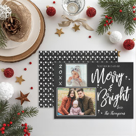 Anpassningsbar Chalkboard MERRY och BRIGHT Multi P Julkort