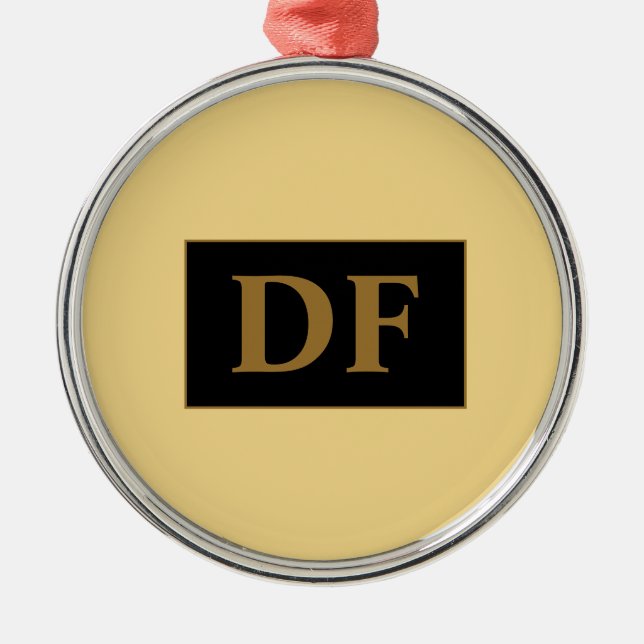 Anpassningsbar Champagne med Guld Initialer Julgransprydnad Metall (Framsidan)