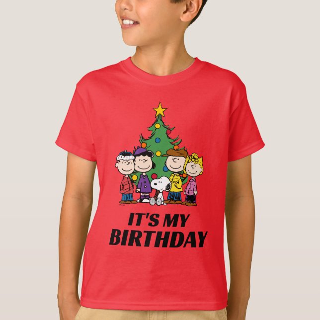 Anpassningsbar Charlie Brown och Friends Winter Bi T Shirt (Framsida)