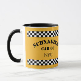 Anpassningsbar Checker Cab Taxi Stil Gult och Blac Mugg