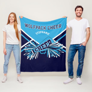 Anpassningsbar - 📣 Cheerlead Blue, Navy Blue & Wh Fleecefilt