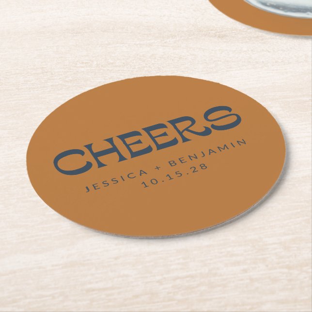 Anpassningsbar Cheers kopparflottan Blue Modern Br Underlägg Papper Rund (Vinklad)