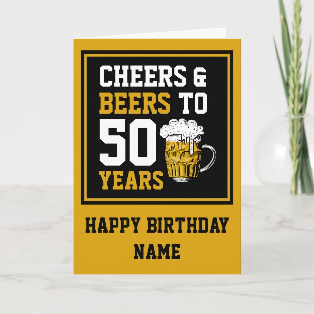 Anpassningsbar Cheers och öl till 50 år 50 år Kort (Framsida)