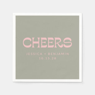 Anpassningsbar Cheers Sage Grönt Rosa Chic Modern  Pappersservett