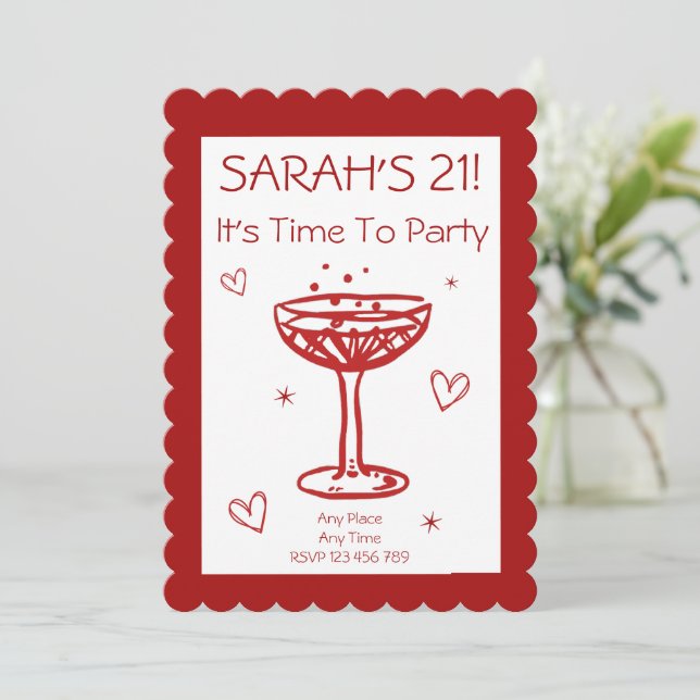 Anpassningsbar Cheers till 21:a födelsedagsinbjuda Inbjudningar (Stående Fram)