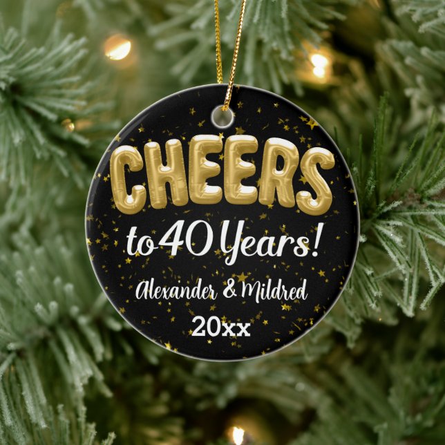 Anpassningsbar Cheers till 40 år 40 Bröllop-årsdag Julgransprydnad Keramik (Träd)