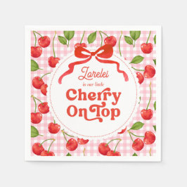 Anpassningsbar Cherry on Top Birthday Napkins Pappersservett