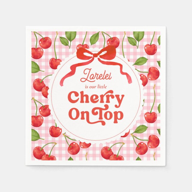 Anpassningsbar Cherry on Top Birthday Napkins Pappersservett (Framsidan)
