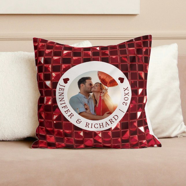 Anpassningsbar Cherry Valentine Day med Photo & Te Kudde (Custom Cherry Valentine's Day with Photo & Text Throw Pillow)
