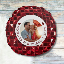 Anpassningsbar Cherry Valentine Day med Photo & Te Rund Kudde