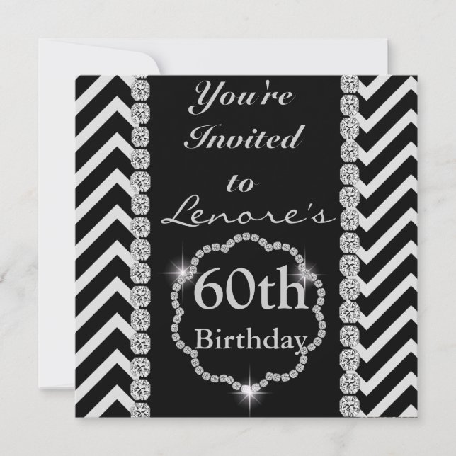 ANPASSNINGSBAR CHEVRON BLING Birthday Call Inbjudningar (Framsida)