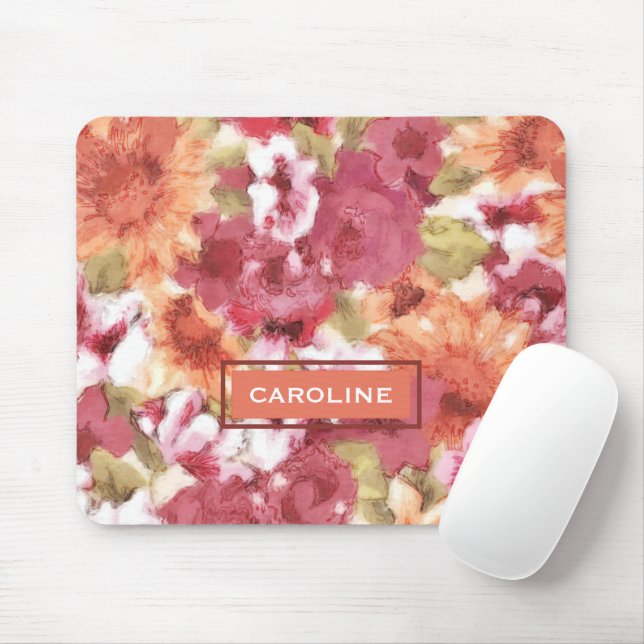 Anpassningsbar Chic Flowers Mönster Watercolor Pae Musmatta (Med mus)