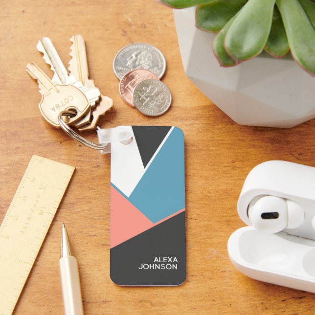 Anpassningsbar Chic Geometric Hip Block Art Mönste Nyckelring (Skrivbord)