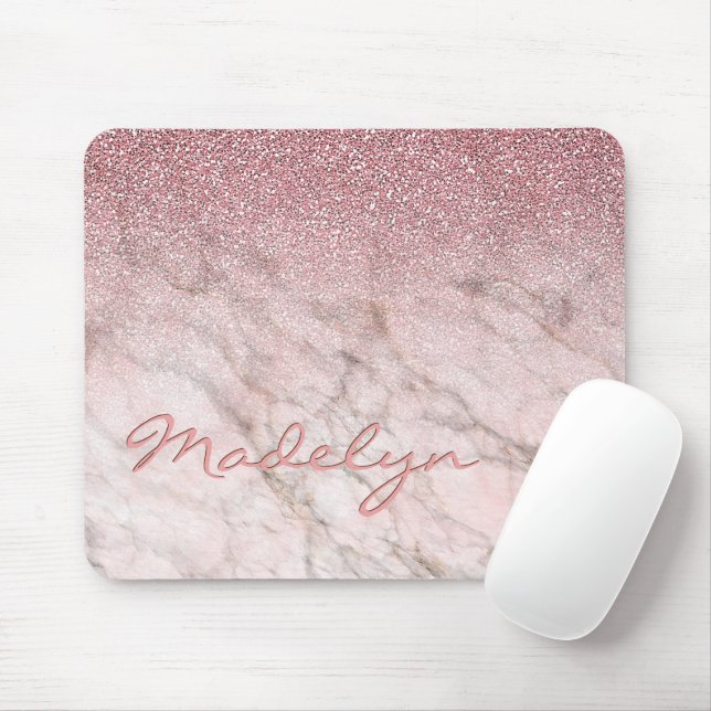 Anpassningsbar Chic Ro Glitter Marble Art Mönster Musmatta (Med mus)