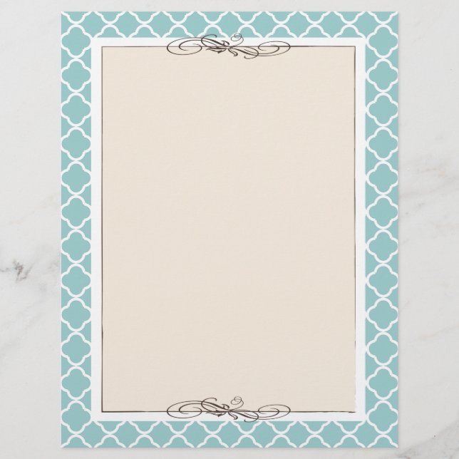 ANPASSNINGSBAR Chic Tan & Teal Trellis Gräns (Framsida)