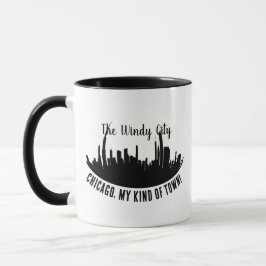 Anpassningsbar Chicago City Skyline Silhouette Boa Mugg
