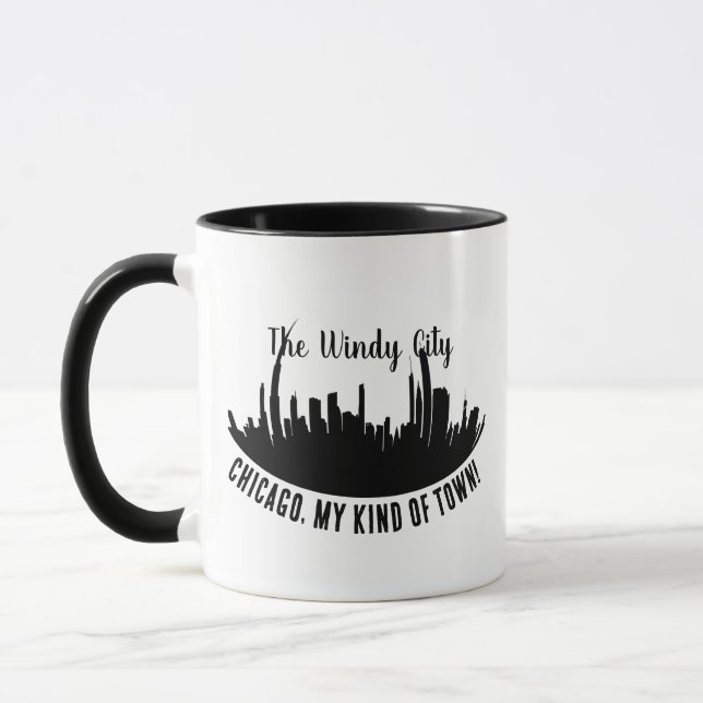 Anpassningsbar Chicago City Skyline Silhouette Boa Mugg (Vänster)