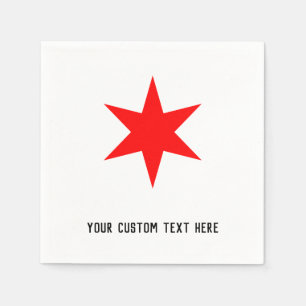 Anpassningsbar Chicago Flagga Red 6-Point Star-mal Pappersservett